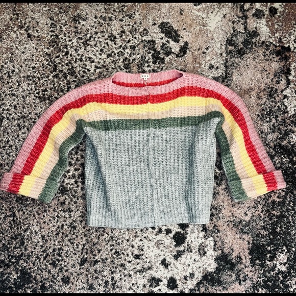 POL || Chunky Striped Sweater Top in Rainbow Cake - SZ Small ✨NWOT✨ - Picture 8 of 12